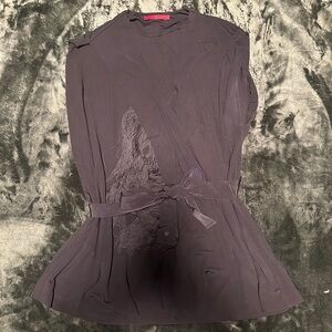 Carolina Herrera Fringe Black Sleeveless Top